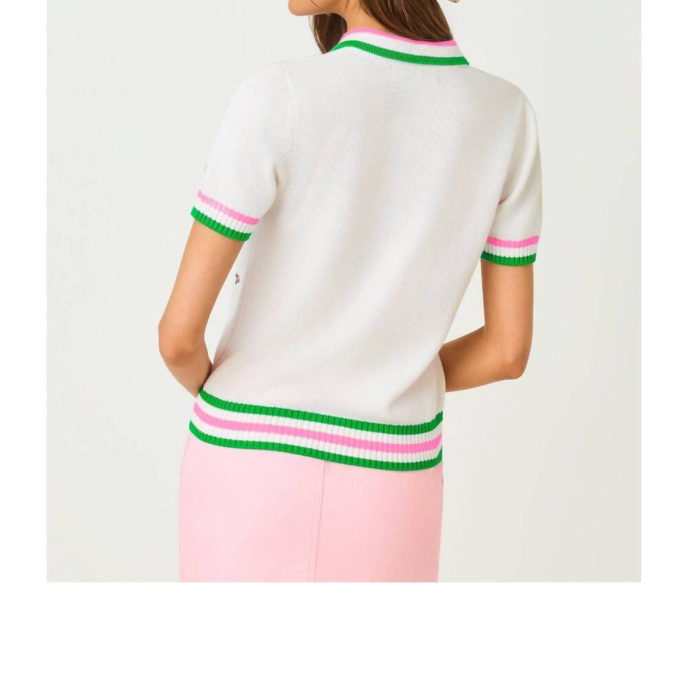 NEW LILLY PULITZER suzette embroidered sweater in resort white derby ditsy embro - Picture 3 of 7
